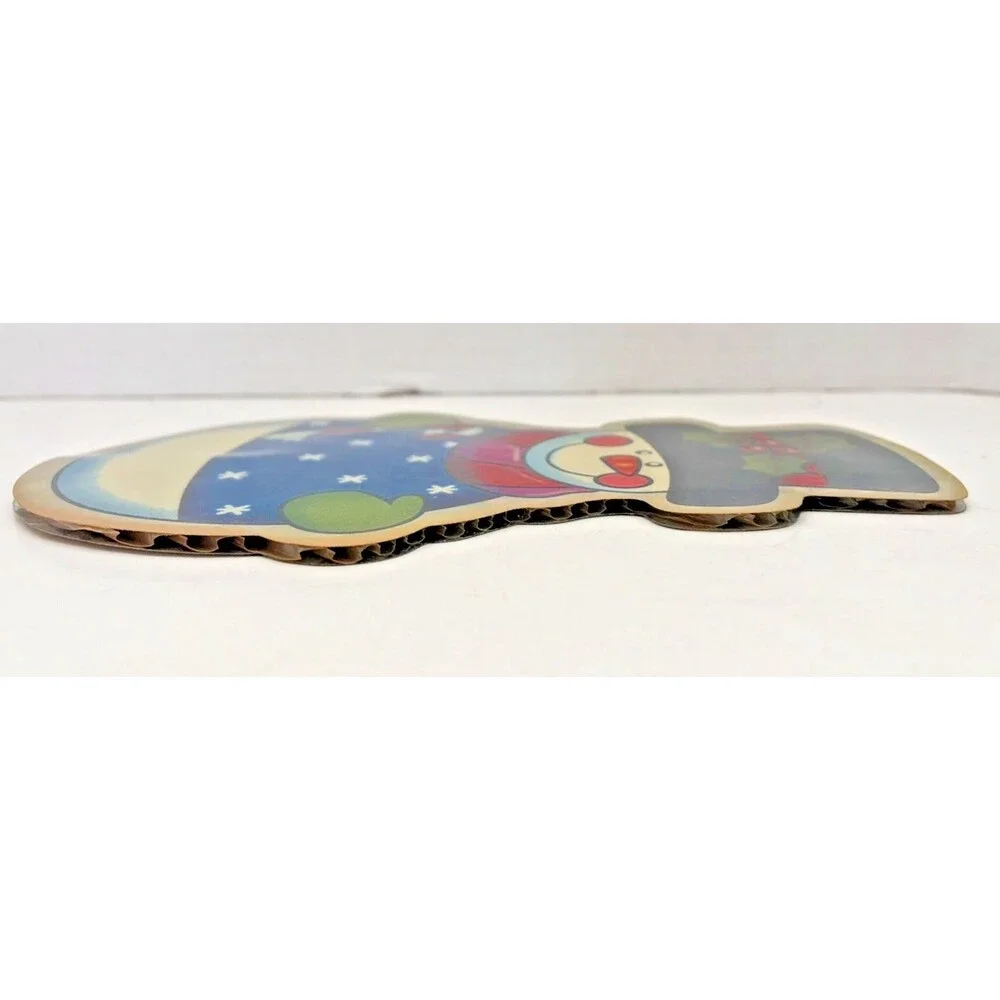 Vtg Christmas Foil Cutouts Snowman Gingerbread Man Die Cut Cardboard Lot of 8